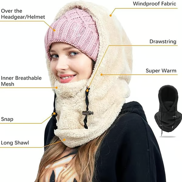 🔥2024 HOT SALE-49% OFF🔥Winter Outdoor Sherp Hooded Sports Windproof Mask⛷️